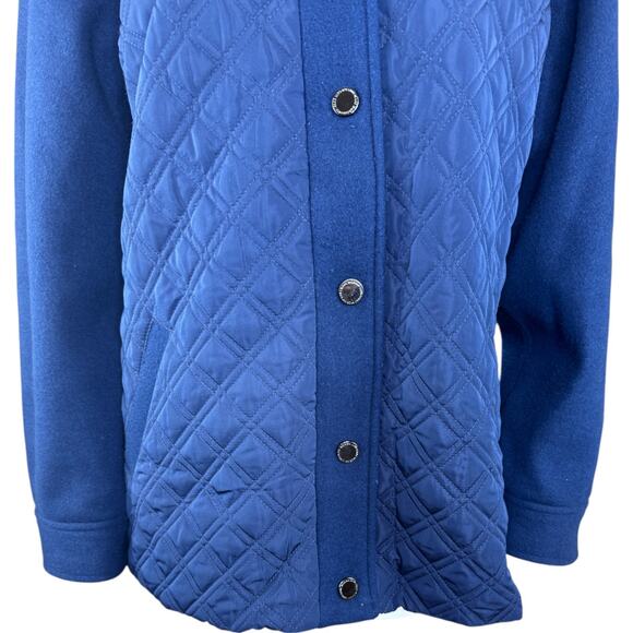 Isaac Mizrahi Live! Estate Mixed Media Quilted Barn Jacket Dark Navy X-Large - Picture 3 of 16